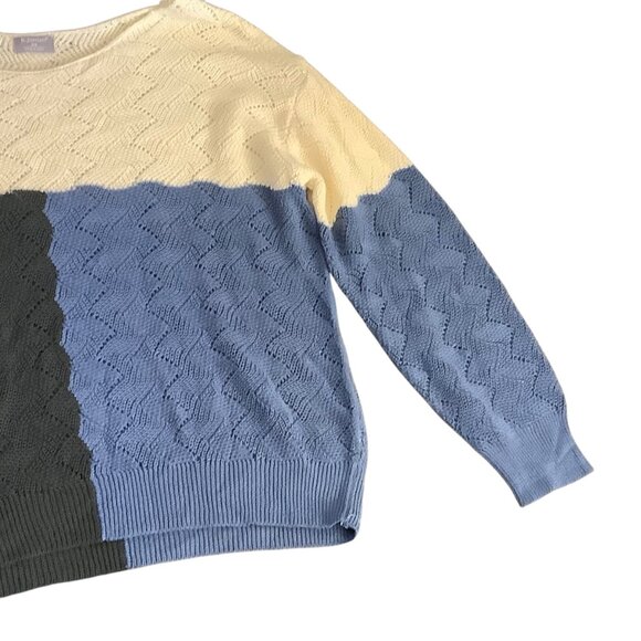 K.Jordan Colorblock Sweater Women Size 3X Wool Blend Open Knit Long Sleeve - Picture 4 of 9